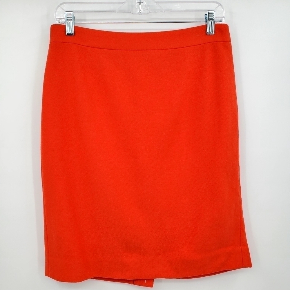 J.Crew Factory The Pencil Skirt Wool Blend, Burnt Red